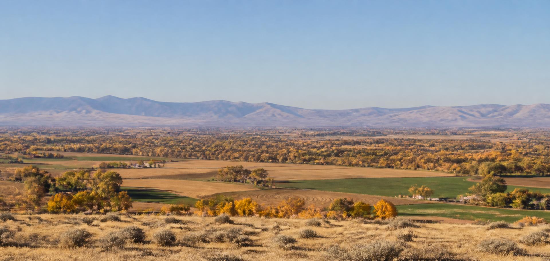Autumn fields and foothills in Eastern Idaho
